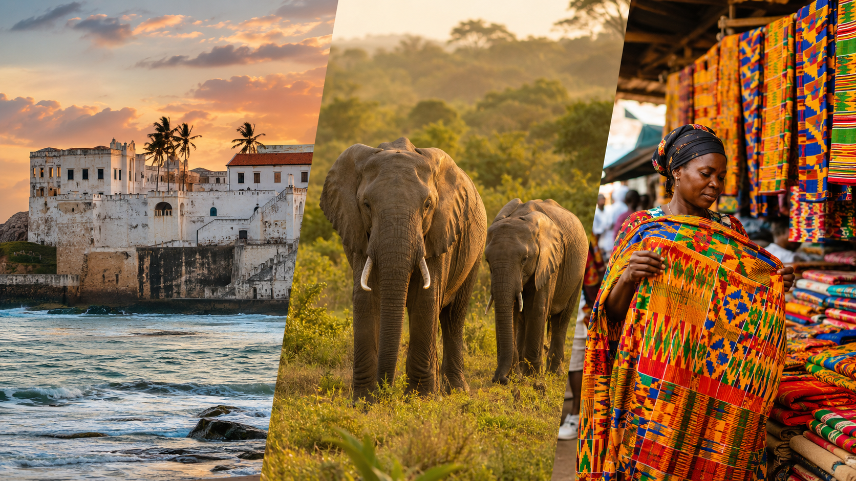 Qué ver en Ghana — Castillo de Cape Coast, mercado tradicional y safari en el Parque Nacional de Mole.